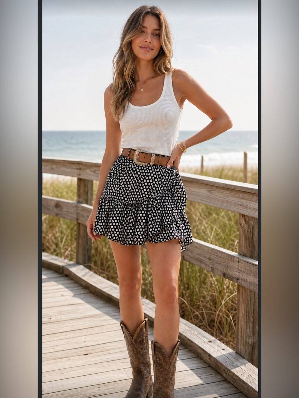 Maeve Anthropologie Paulista Mini Skirt S Button Print Ruffle Black White Travel - Picture 1 of 10
